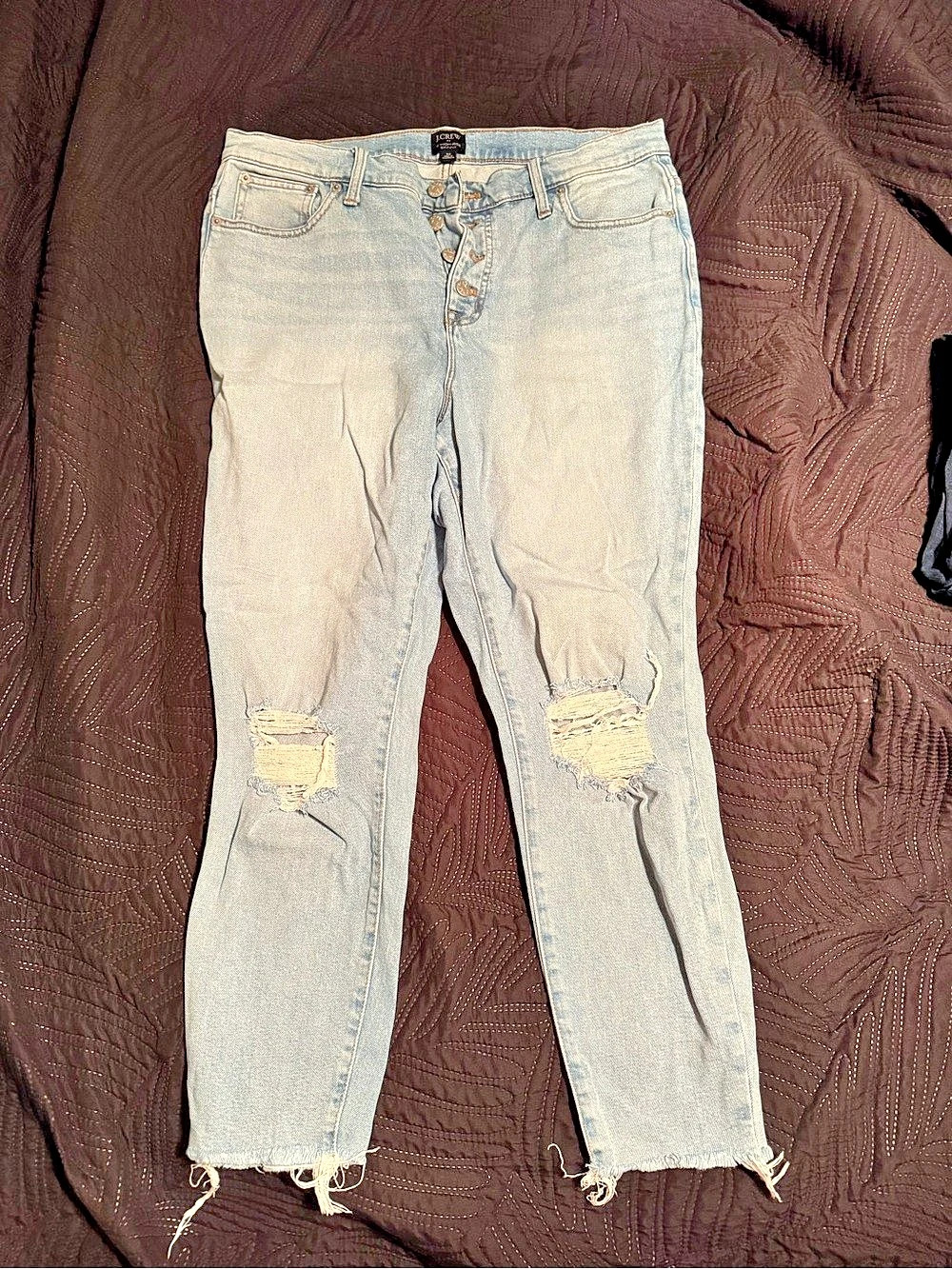 J.Crew 10" High-Rise Skinny Jean in Distressed Light Wash 10" Jeans Blue Waist